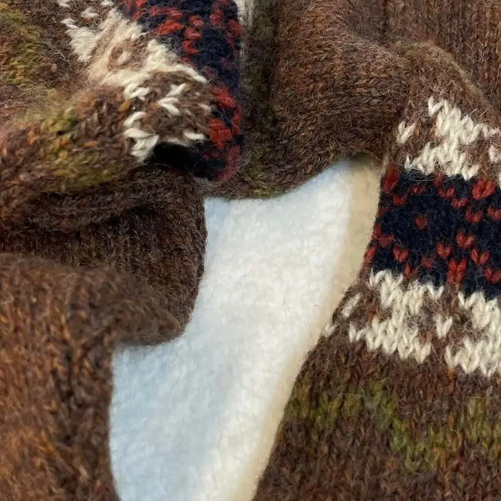 Landscape Vintage 100% Wool Fair Isle Nordic Sweater Brown Large